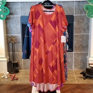 LuLaRoe 3XL Carly High-Low Dress Fuchsia Pink Orange- NWT